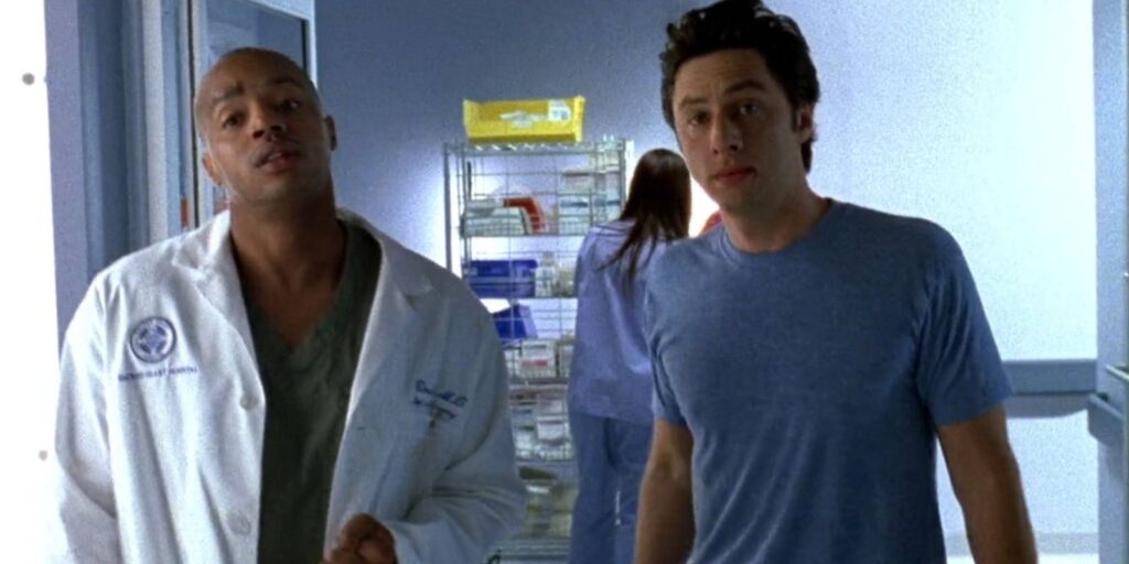 erleben sie die zehnte staffel von scrubs, in der ein neustart misslingt und die chaotischen abenteuer des ärzte-teams weiterhin für humor und emotionen sorgen.